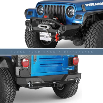 Steel Front / Rear Bumper Reinforcement w/LED Light for 1997-06 Jeep Wrangler TJ Foto 1 de 4