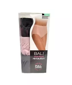3 Pack Bali Comfort Revolution Full Coverage Briefs Black Pink Gray Size 8/9 - Picture 1 of 4