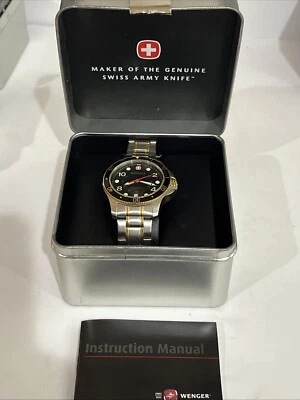 Wenger Swiss Military Men's Two Tone Quartz 200m Dive Watch W/ New Battery! - Image 1 of 4