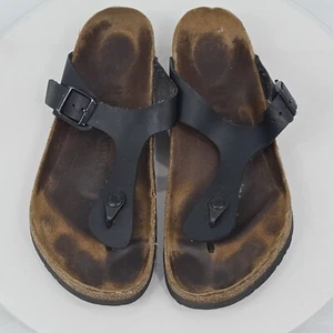 Getragene Birkenstock Gizeh Damen L 10/41 Weite schwarz Zehentrenner/Riemen Slipper Sandalen - Bild 1 von 21