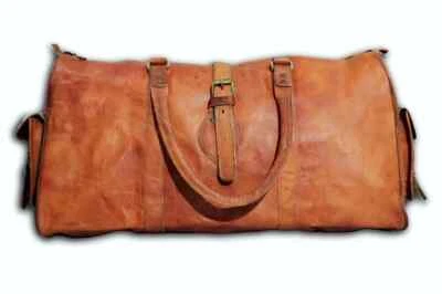 Pure Cuir Handmade Voyage Tissu de Laine Hommes Vintage Bagages Nuit Weekend Sac - Photo 1/4