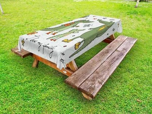 Family Outdoor Picnic Tablecloth in 3 Sizes Washable Waterproof Ambesonne - Picture 1 of 46