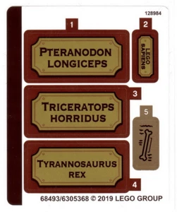 LEGO STICKER SHEET FOR 21320 DINOSAUR FOSSILS from set New - Picture 1 of 1