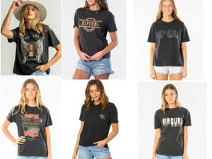 Rip curl Women's Relaxed Fit Short Sleeve T-shirt Surf Tops Cotton Graphic Tee - Picture 1 of 31