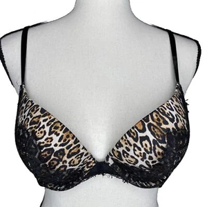 Victorias Secret Bra Womens 34B Very Sexy Push Up Leopard Print Lace Adjustable - Picture 1 of 10
