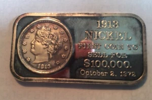 Nickel _ Weltmünze _ 1 Unze 1913 Kunstbarren Feinsilber - Bild 1 von 3