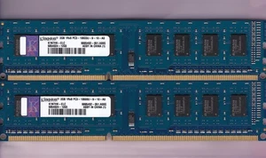 4GB 2x2GB PC3-10600 KINGSTON K1N7HK-ELC DDR3-1333 Elpida BLUE Desktop Memory Kit - Picture 1 of 2