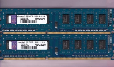 4GB 2x2GB PC3-10600 KINGSTON K1N7HK-ELC DDR3-1333 Elpida BLUE Desktop Memory Kit - Image 1 of 2