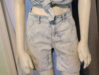 Vtg Y2K London Jean Acid Washed Stripe Shorts Sz 4/30 100% Cotton - Image 1 of 4