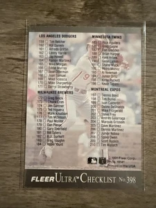 1991 Fleer Ultra #398 Checklist - Picture 1 of 2