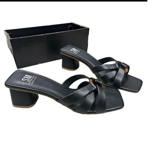 SM New York Jordan Black Heeled Mules Slides Women's Size 8.5M - Picture 1 of 10