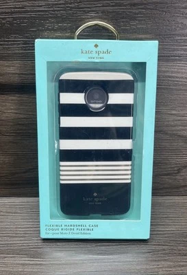 kate spade New York 柔性硬壳保护壳 Moto Z Droid 条纹黑色/白色/金色 — 第 1/4 张图片