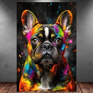 LEINWAND BILD ER XXL ABSTRAKT FRANZÖSISCHE BULLDOGGE HUND GRAFFITI WAND POSTER - Bild 1 von 5