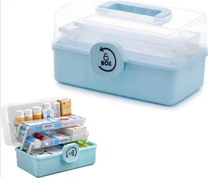 3-Tier Large Capacity Portable Storage Box Multi-Purpose Organizer, Blue - Picture 1 of 2