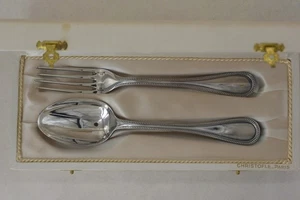 Christofle Perles Silver Plate Spoon and Fork Set Communion - Picture 1 of 16