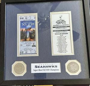 Seattle Seahawks Super Bowl Championship Biglietto Coin Frame 2014 - Foto 1 di 10