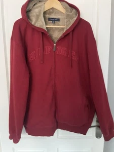 Tommy Hilfiger Red Zip-Up Hoodie with Faux Fur Lining – Size XL - Picture 1 of 12
