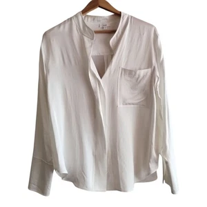 Veronica Beard Women's 14 Dean Split Neck Long Sleeve Top Dove - Picture 1 of 8