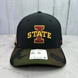 Sz M-L Nike Rise Iowa State Cyclones Military Camo Black Stretch Fit Hat Cap - Picture 1 of 9