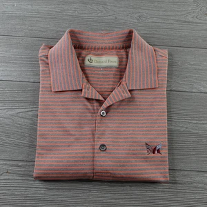 Donald Ross Polo Shirt Secession Golf Club Men's Medium Orange Striped Stretch - Picture 1 of 8