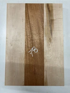 African Mahogany+ Hard Maple 3 Pcs Glued 21x 14-3/4x 1-3/4 Guitar body blank #78 - Picture 1 of 4