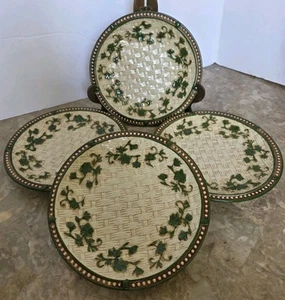 4er Set Temp-tations Floral Lace Basketweave Green Evy 7" Snack Teller von Tara - Bild 1 von 7
