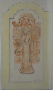 Dibujo Otto Dill Cruz Pergamino Religioso 22x13 cm Símbolo Sagrado - Imagen 1 de 3