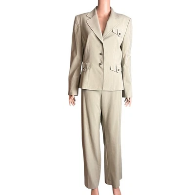 Tahari ASL Women’s Tan Pants Suit 12 Career Office Travel Business Academia  - Image 1 of 4