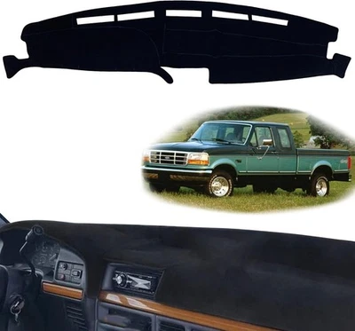 定制适用于 1992 - 1996 年福特 F150 F250 F350 汽车仪表板仪表板垫 UV 块盖 — 第 1/4 张图片