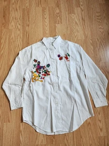 Disney Navidad Vestido Bordado Camisa Blanca Mickey Minnie Pluto Goofy & Donald Talla M - Imagen 1 de 8