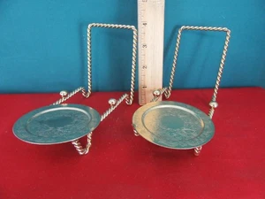 293. Set of Two 2 Gold Colored Metal Tea Cup & Saucer Display Stands Holder - Picture 1 of 4