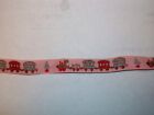 Sweet Vintage 50s Pink Gray Red Train & Tree Cotton TRIM 3 yards Railroad