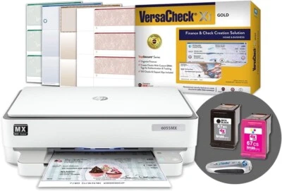 VersaCheck HP Envy 6055 MXE MICR Printer X1 Gold Printing Software Bundle, White - Image 1 of 4