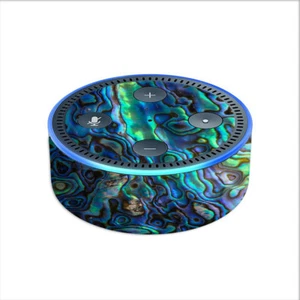 Skin Decal for Amazon Echo Dot 2 2nd gen/ Abalone Shell Green Swirl Blue Gold - Picture 1 of 1
