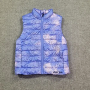 Lands' End Puffer Vest Girls XS 4-5 Lavender Tie-Dye Full Zip Lightweight Padded - Picture 1 of 7
