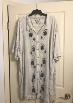 BIG MEN'S SHIRT Beige Black SIZE 6X Short Sleeve Button Front  - Image 1 of 4