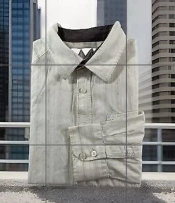 Volcom Button Shirt Mens Medium Ivory With Embroidered Logo Pockets Long Sleeve - Image 1 of 4