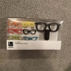 Umbra Geeky cool Glasses Charms and Topper for wine glass/bottle-Silicone-New - Picture 1 of 2