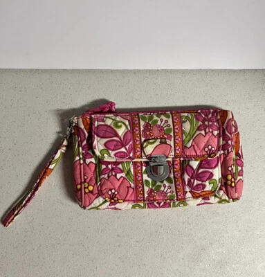 Vera Bradley Lilli Bell Push Lock Muñequera Bolso Correa Rosa Floral Foto 1 de 4