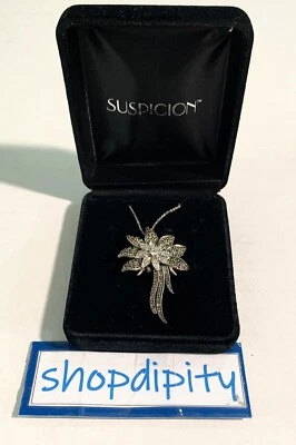 SUSPICION Sterling Silver Marcasite FLORAL PENDANT & Chain NECKLACE Marked 925A - Image 1 of 4