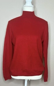 Charter Club Red Cashmere Mock Neck Long Sleeve Pullover Sweater Women’s Large - Picture 1 of 5