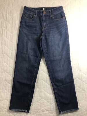 Pantalones de mezclilla halógenos para mujer talla 26 Petite corte recto dobladillo crudo tiro medio Foto 1 de 4