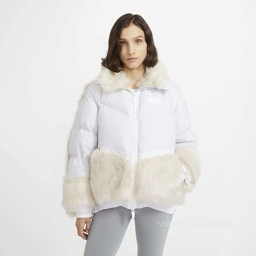 Nike X Sacai Goose 800 piumino parka giacca cappotto pura pelliccia platino taglia media