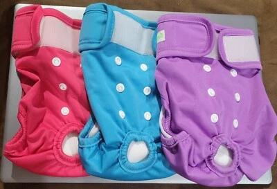 Wegreeco Doggy Diapers Washable Reusable Premium  Female 3 Pair Size Medium - Image 1 of 4