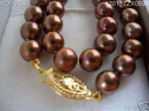 Huge AAA 10-11mm south sea chocolate pearl necklace 18"  - Picture 1 of 2