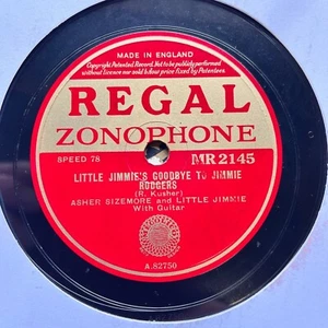 ASHER SIZEMORE & LITTLE JIMMIE - 1934 JIMMIE RODGERS TRIBUTE REGAL ZONOPHONE 78! - Picture 1 of 2