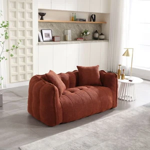 Bean Bag Chairs Lazy Sofa with high resilience foam core for 2 people Red+Brown - Picture 1 of 12