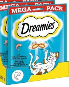 Dreamies Cat Treats 60 g salmón crujiente suave galletas comida para mascotas - Imagen 1 de 2
