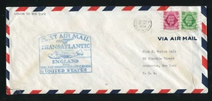 Londres-Nueva York, Inglaterra-Irlanda-Terranova Primer Vuelo Cubierta 1939 - Imagen 1 de 2