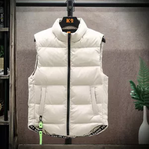 2022 Men's White Duck Down Vests Lightweight Warm Zipper Stand Collar Waistcoats - Picture 1 of 14